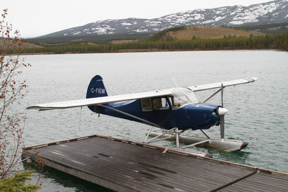 C-FIEW, a 1948 Aeronca 15ACX Sedan, at Schwatka Lake, Whitehorse, Yukon (CEZ5), on October 7, 2021.