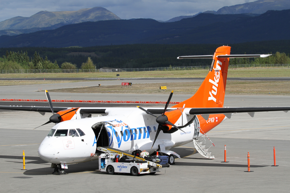 Air North's Aerospatiale ATR 42-300 C-FVGP at Whitehorse, Yukon (CYXY) on August 16, 2018.