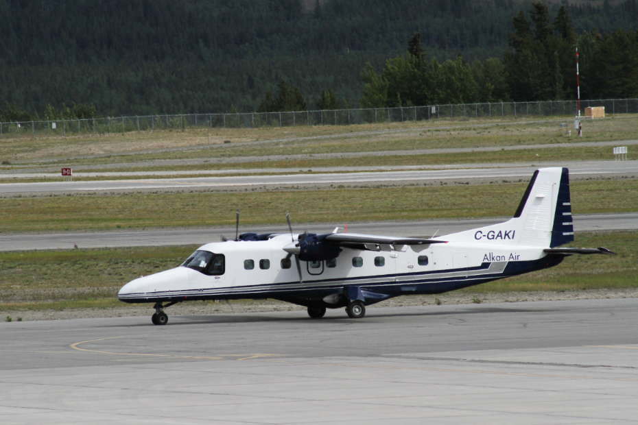 C-GAKI, a Dornier 228-202 operated by Alkan Air, at Whitehorse, Yukon (YXY), on July 17, 2018.