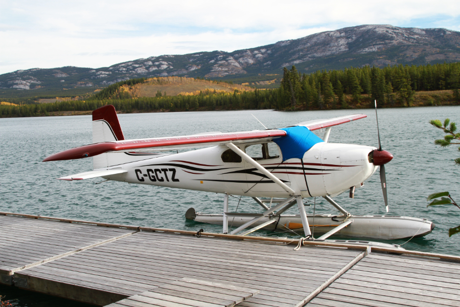 C-GCTZ, a 1959 Cessna 180B, at Schwatka Lake, Whitehorse, Yukon (CEZ5), on September 17, 2020.