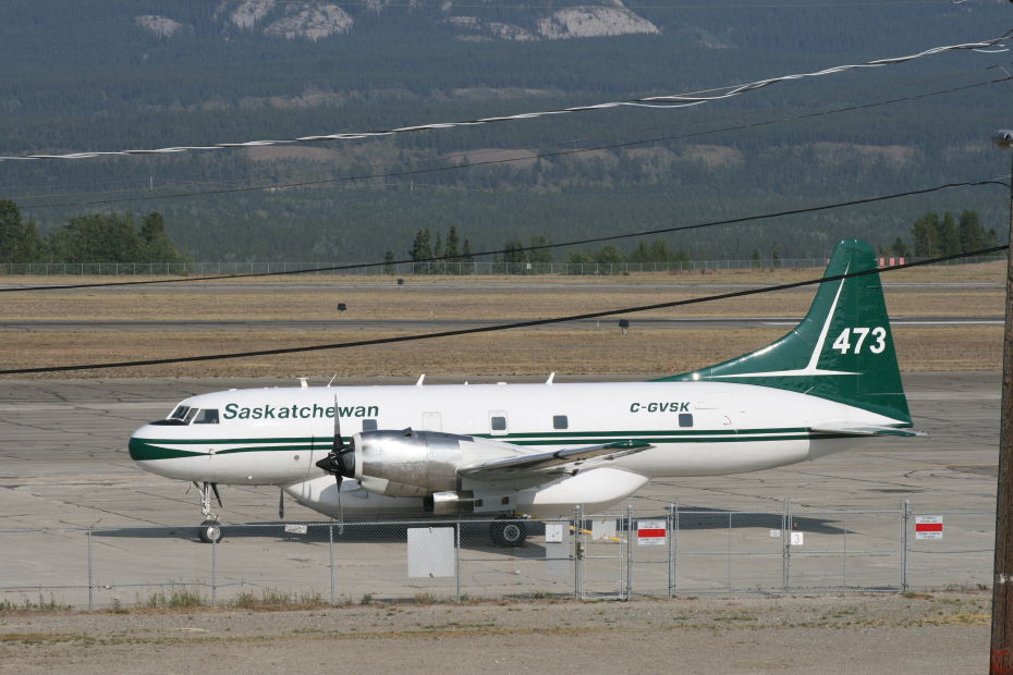 C-GVSK, a 1955 Convair 340 water bomber operated by the Saskatchewan Ministry of the Environment