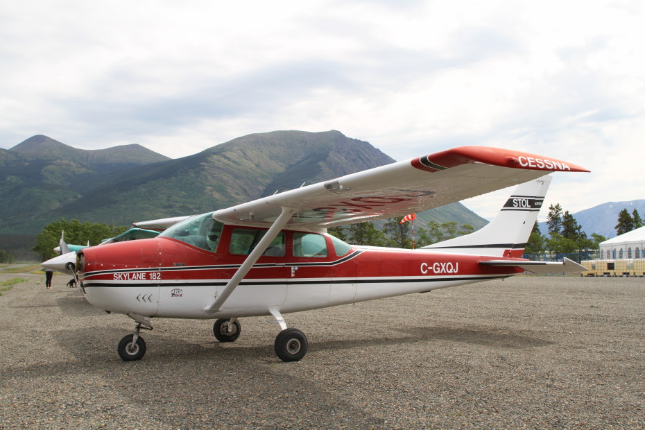 Murray Adams' Cessna 182F Skylane C-GXQJ at a COPA fly-in at Carcross, Yukon (CFA4) on June 22, 2019.