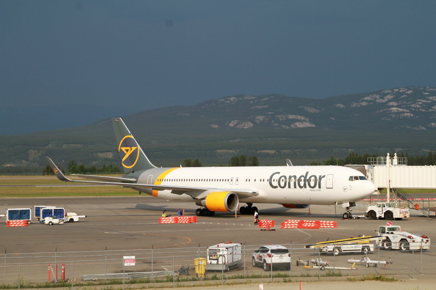 Condor's Boeing 767-300 (767-3Q8-ER) D-ABUO at Whitehorse, Yukon (CYXY) on July 5, 2022.