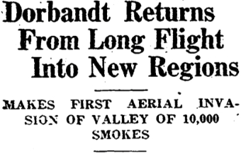 Headline: Dorbandt Returns From Long Flight Into New Regions, 1930