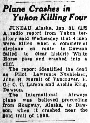 International Airways crash, White Pass, Alaska, 1935