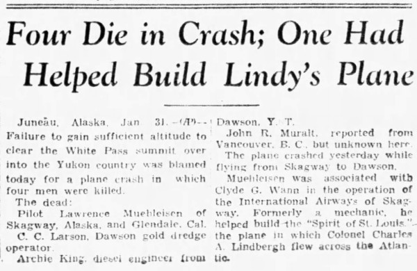 International Airways crash, White Pass, Alaska, 1935