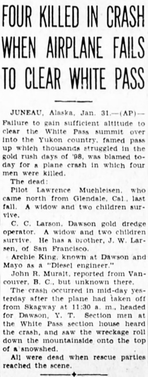 International Airways crash, White Pass, Alaska, 1935