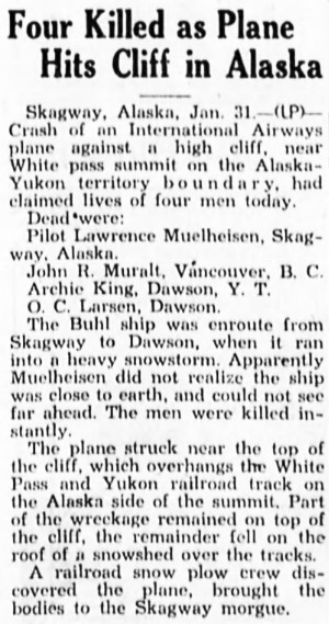 International Airways crash, White Pass, Alaska, 1935