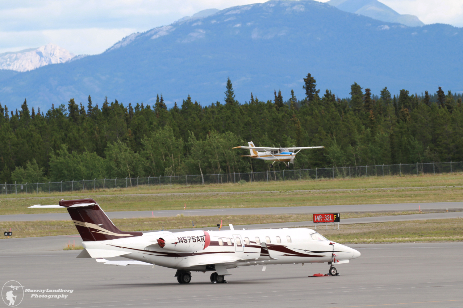 Advanced Air's Learjet 45 N575AR at Whitehorse, Yukon (CYXY) on July 11, 2022.