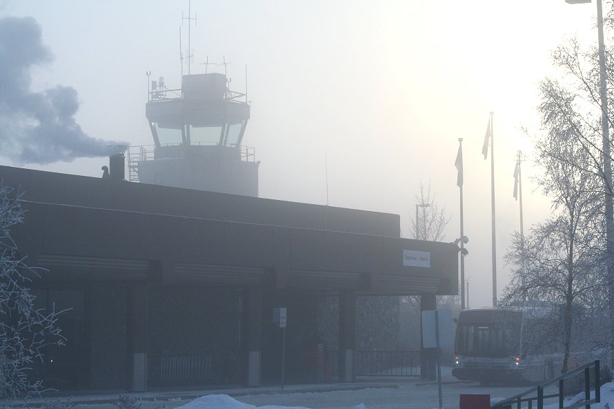 Ice fog at Whitehorse Airport