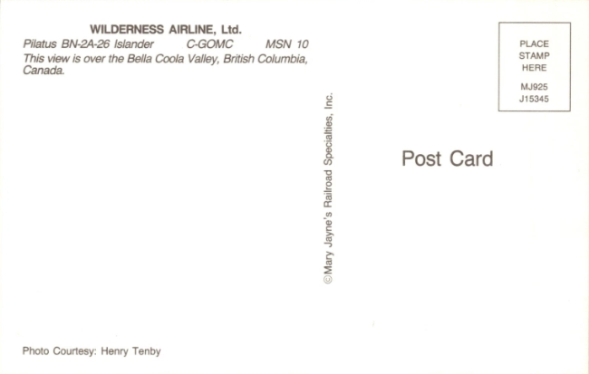 Postcard: Pilatus (Britten-Norman) Islander C-GOMC.