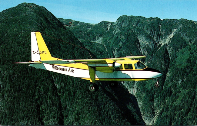 Postcard: Pilatus (Britten-Norman) Islander C-GOMC in the Bella Coola Valley. Photo by Henry Tenby.