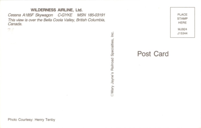 Postcard, ca. 1985: Cessna A185F Skywagon C-GYKE