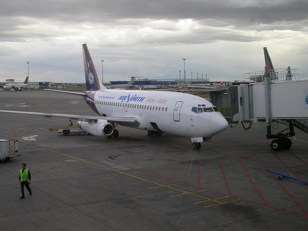 A photograph of Boeing 737-201 C-GNAU at Calgary, Alberta