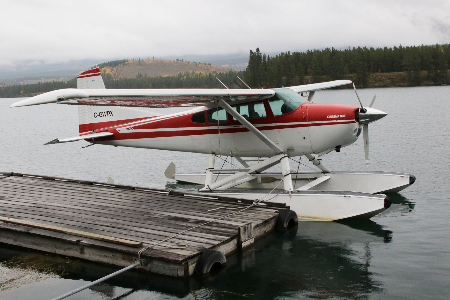 C-GWPX, a 1979 Cessna A185F, at Schwatka Lake (CEZ5), Whitehorse, Yukon, on September 27, 2023.