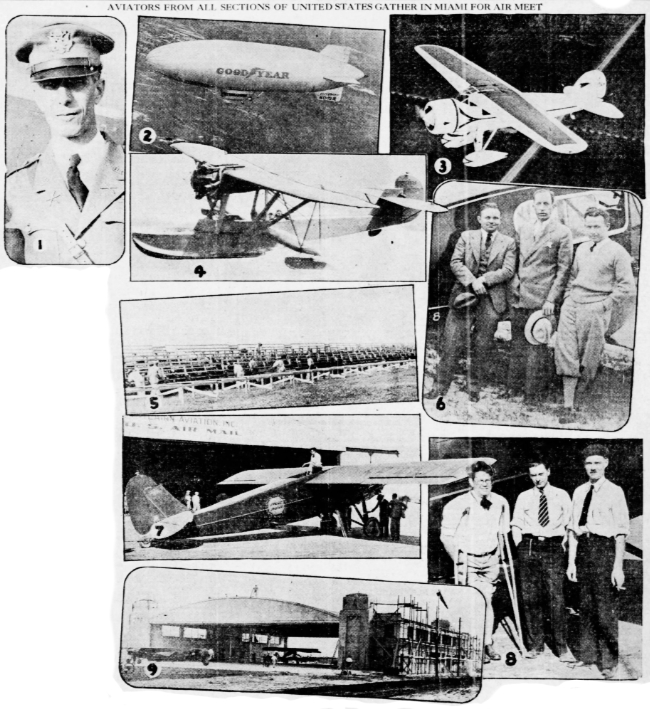 Photos of several aircraft being displayed in Miami, 1930