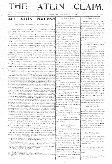 The Atlin Claim, Saturday, September 3, 1904
