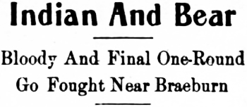 Headline: Indian And Bear. Bloody And Final One-Round Go Fought Near Braeburn,1915