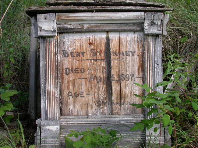 The 1897 grave of Bert Stickney at Dawson City, Yukon, 2003