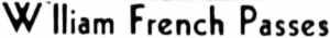 William French Passes, 1963