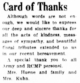 Thank you for kindnesses re Ralph Huene and Louis Kuhn, 1958
