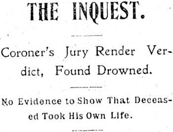 Inquest into the death of George W. Joyce, 1902
