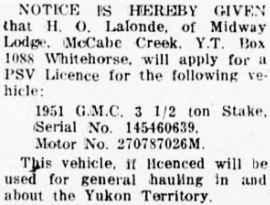 H. O. Lalonde, PSV Application, 1957