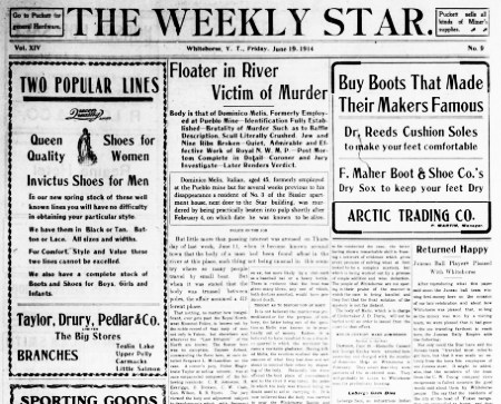 Headline: Floater in River Victim of Murder, 1914