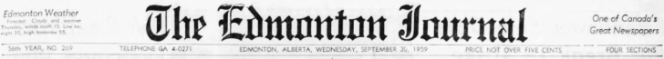 The Edmonton Journal</i> (Edmonton, Alberta), Wednesday, September 30, 1959