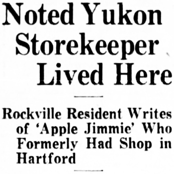 Headline: Noted Yukon Storekeeper Apple Jimmy Lived Here, 1938
