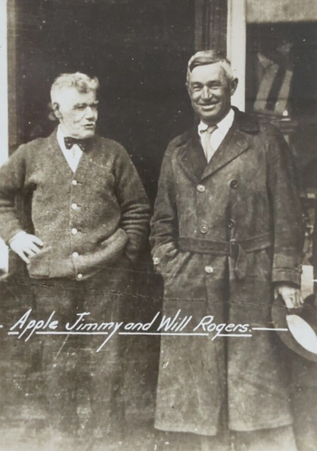 Postcard: Apple Jimmy with Will Rogers, 1935