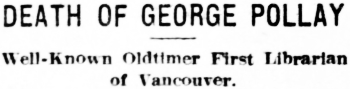Death of George Pollay, 1912
