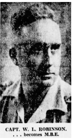 Capt. W. L. Robinson becomes M.B.E., 1945