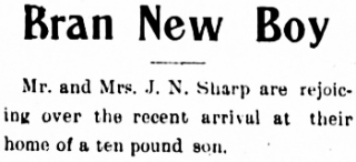 Headline: Bran New Boy, 1904