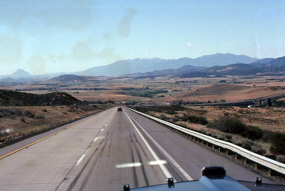 I-5 in California, shot from the cab of a Kenworth in July 1989