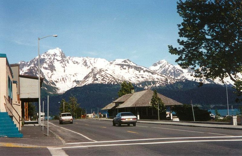 The view down Railway Avenue in Seward, Alaska - by Murray Lundberg.