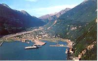 An aerial photo of Skagway, Alaska, in the early 1970s.