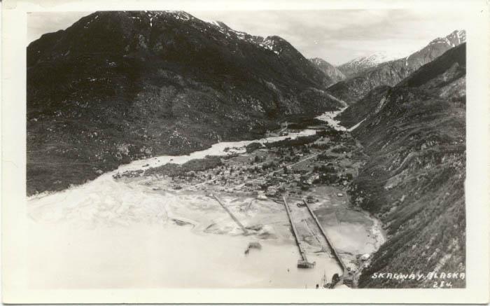 An aerial photo of Skagway, Alaska - possibly in the early 1930s.