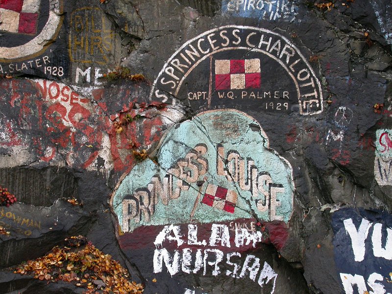 Signatures of the Princess Charlotte and Princess Louise at Skagway, Alaska