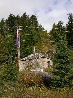 The historic stone storehouse at Hyder, Alaska