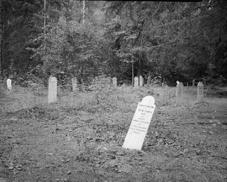 Photo of the Chilkoot Slide Cemetery, looking west