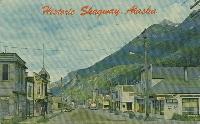 Postcard of Broadway - Skagway, Alaska - in the early 1950s