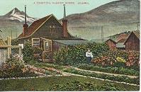 One of Skagway's claims to fame in the early years of Alaska tourism was as the 'garden center of Alaska.' This card was published by Lowman & Hanford of Seattle