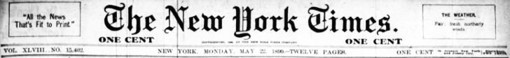 The New York Times of Monday, May 22, 1899