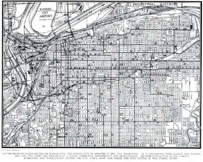 Map of Kansas City, Missouri, 1947
