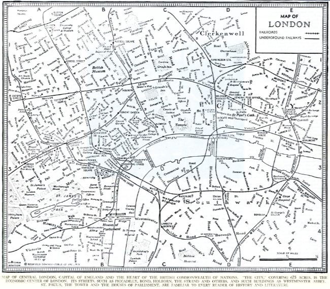 Map of London, England, 1947