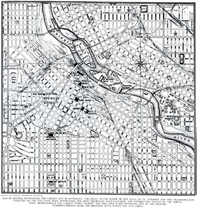 Map of Minneapolis, Minnesota, 1947