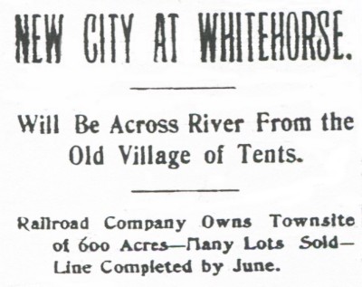 New City at Whitehorse - January 31, 1900
