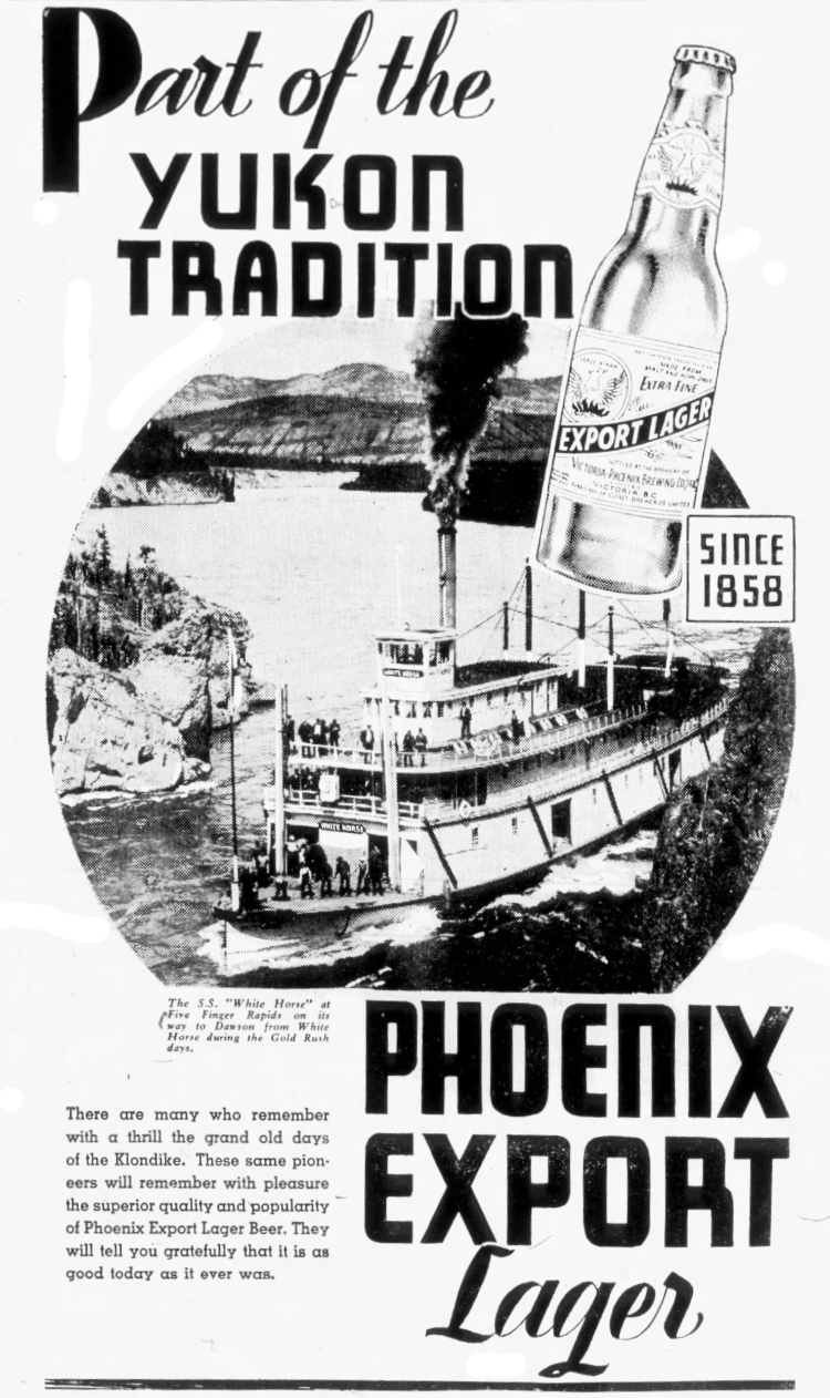 Phoenix Export Lager ad in The Whitehorse Star, November 22, 1935.