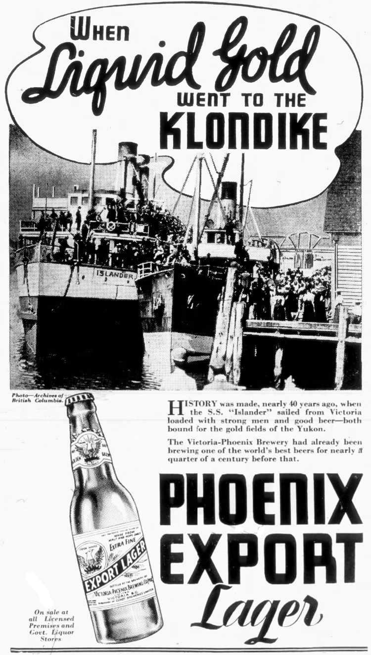 Phoenix Export Lager ad in The Whitehorse Star, September 20, 1935.